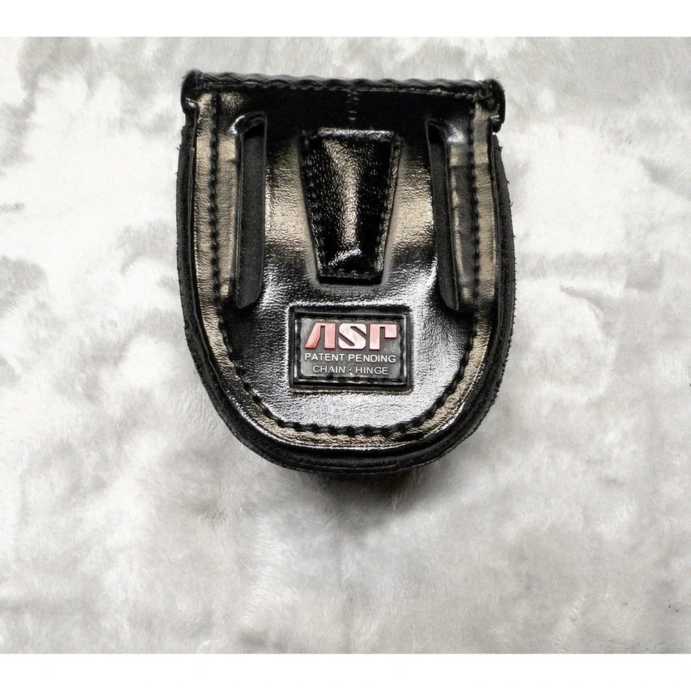 ASP Black Leather Basketweave Cuff Holder Holster Utility Belt Tactical *read*